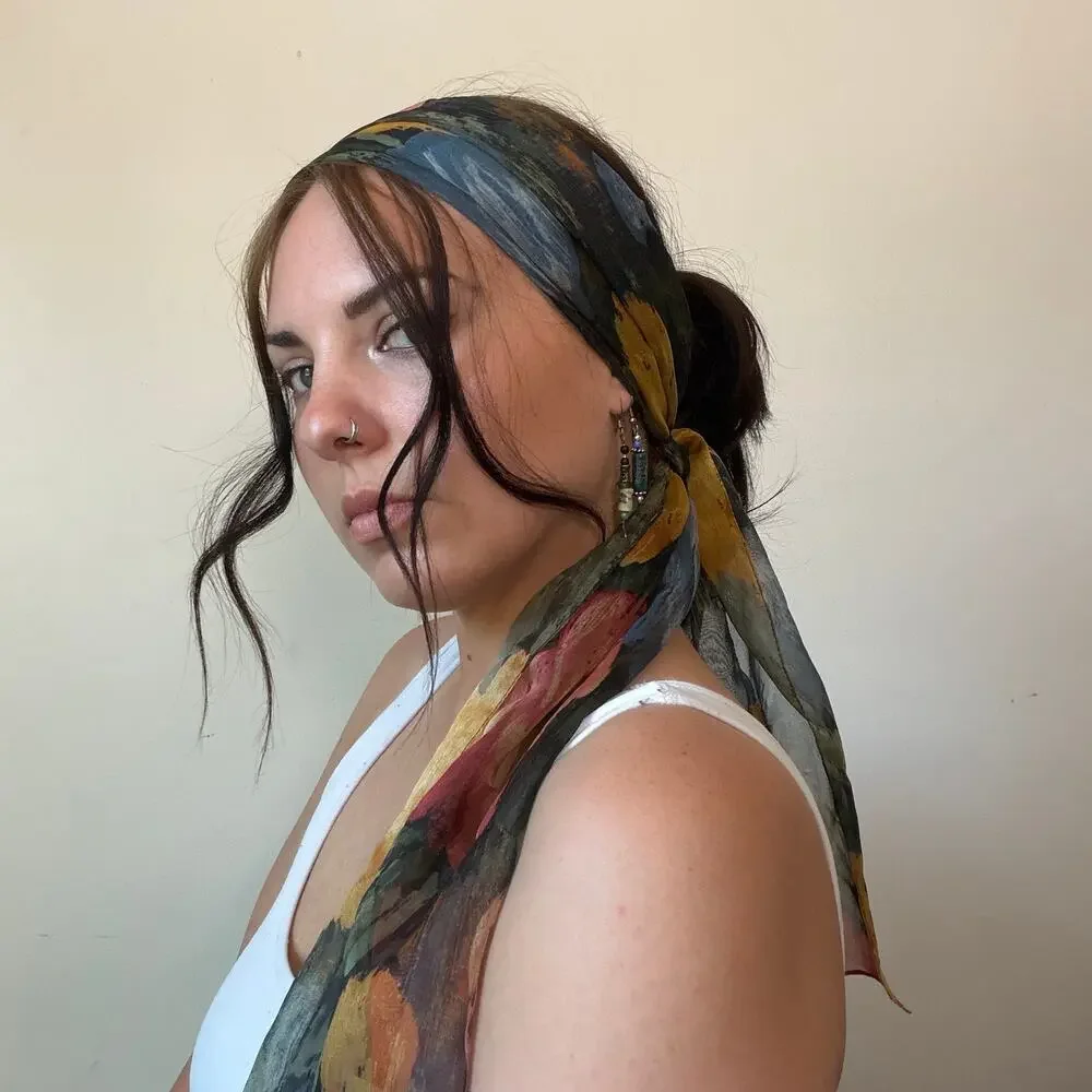 Vintage Floral Watercolor Tulips Headscarf